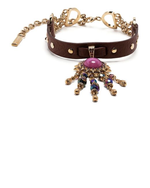 Dolce & Gabbana charm leather choker necklace