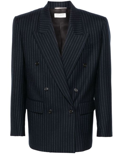Saint Laurent pinstriped double-breasted wool blazer