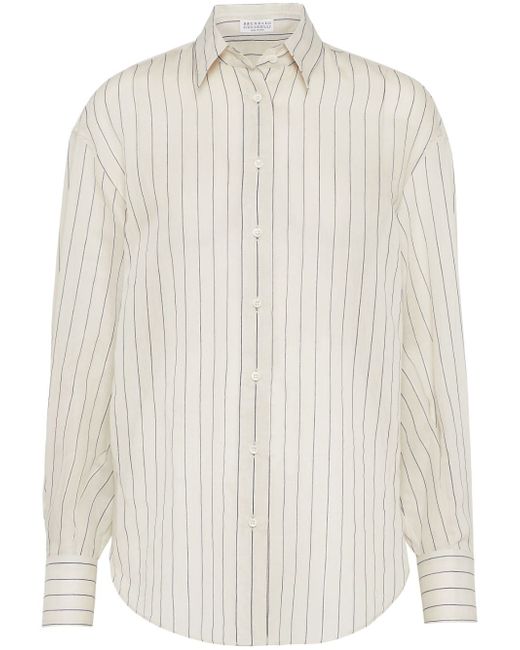 Brunello Cucinelli striped cotton-blend shirt