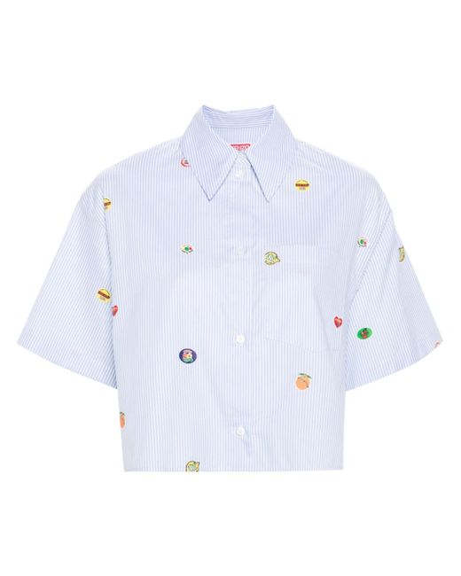 Kenzo fruit stickers-print striped shirt