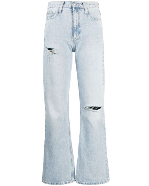 Calvin Klein Jeans ripped-detail bootcut jeans