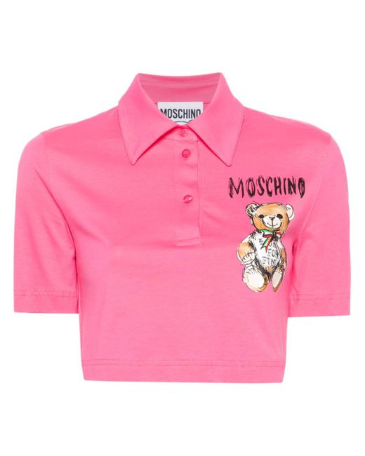 Moschino Teddy Bear-print cropped polo shirt