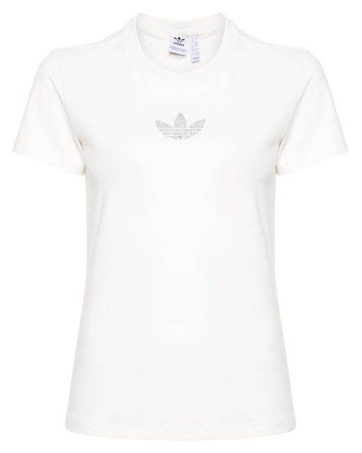 Adidas logo-crystal cotton T-shirt