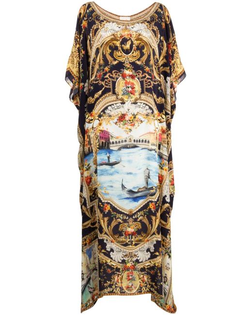 Camilla Venice Vignette-print kaftan dress