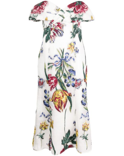 Marchesa Notte Alexander floral-print midi dress