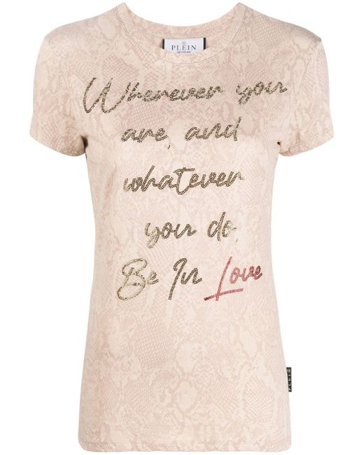 Philipp Plein crystal embellished-slogan slim T-shirt