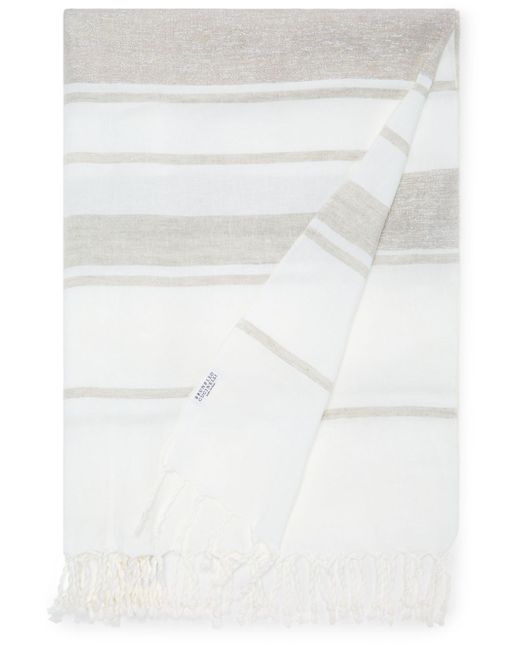 Brunello Cucinelli striped fringe-trimmed blanket