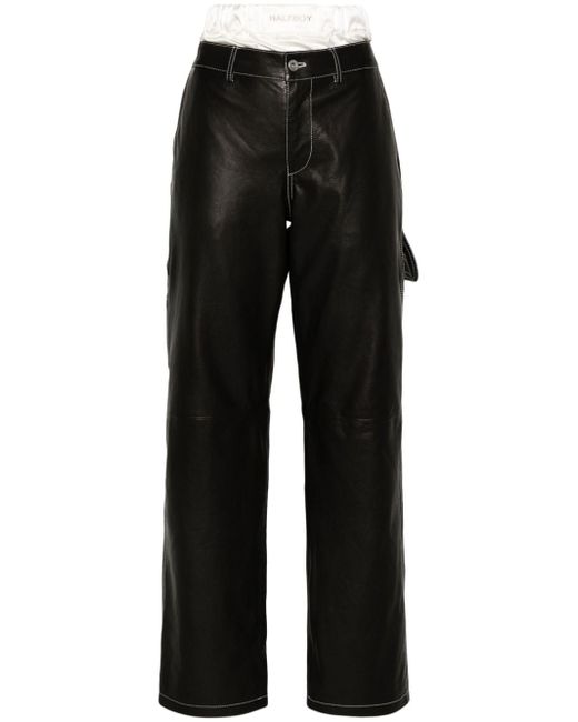 Halfboy leather straight-leg trousers