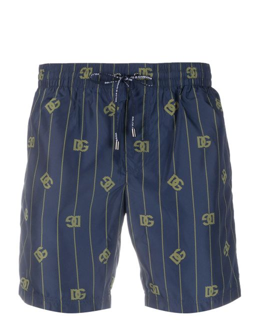 Dolce & Gabbana monogram-print drawstring swim shorts