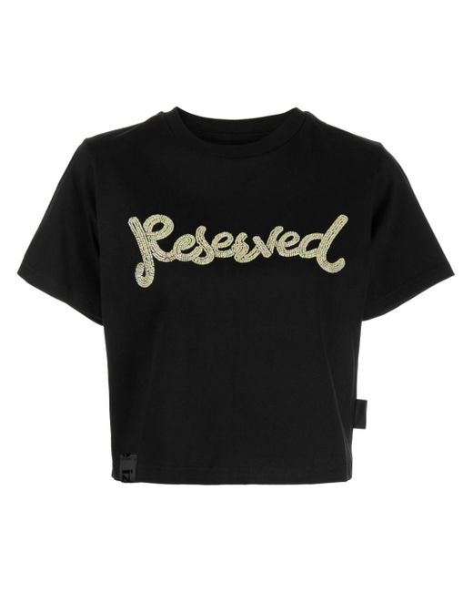 Izzue Reserved beaded cropped T-shirt
