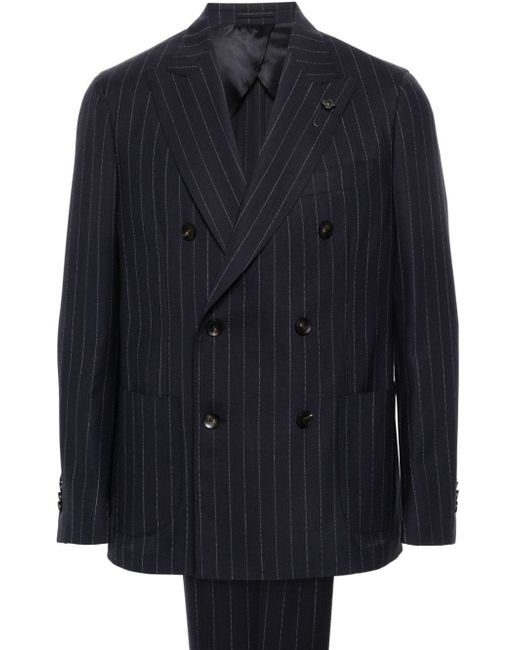 Lardini pinstriped double-breasted wool suit