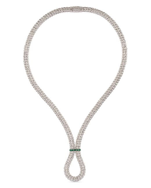 Officina Bernardi 18kt white gold Enigma X emerald and diamond necklace