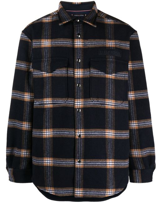 Tommy Hilfiger brushed-effect check-pattern overshirt