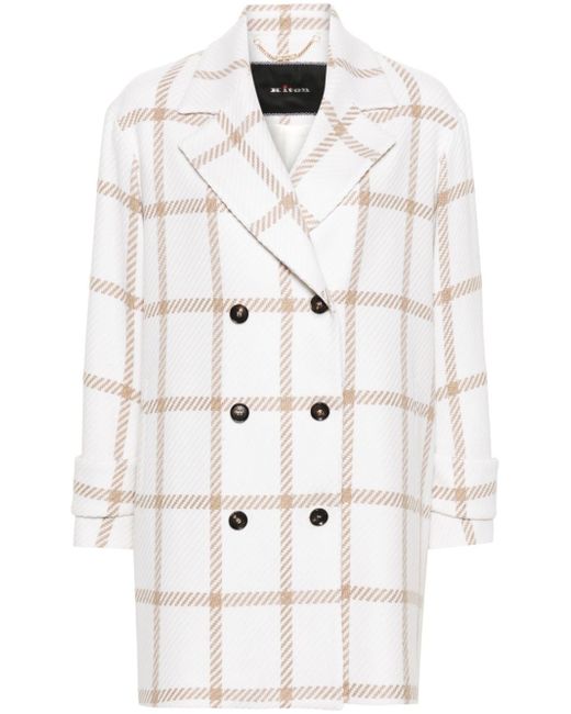 Kiton check-pattern cashmere double-breasted coat