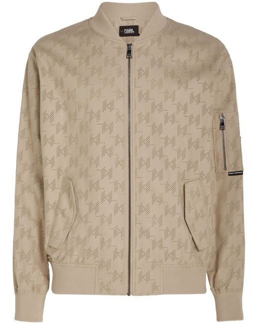 Karl Lagerfeld perforated-monogram bomber jacket
