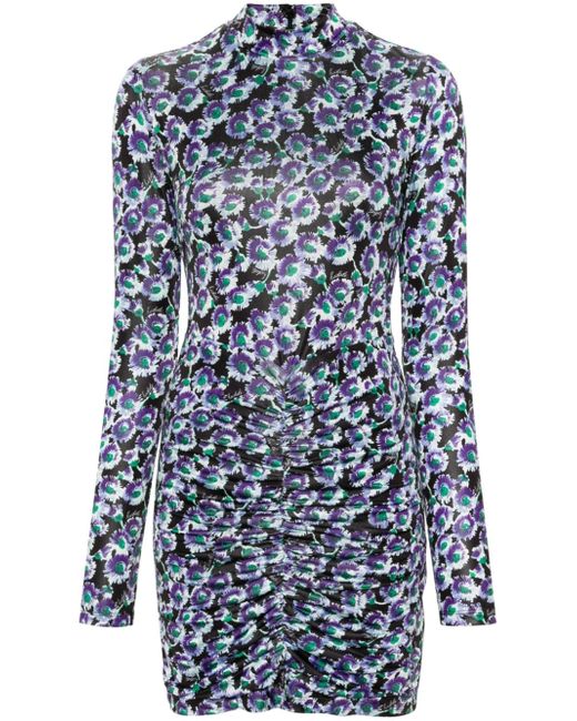 Rotate floral-print ruched minidress