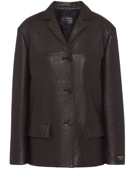 Prada single-breasted leather jacket