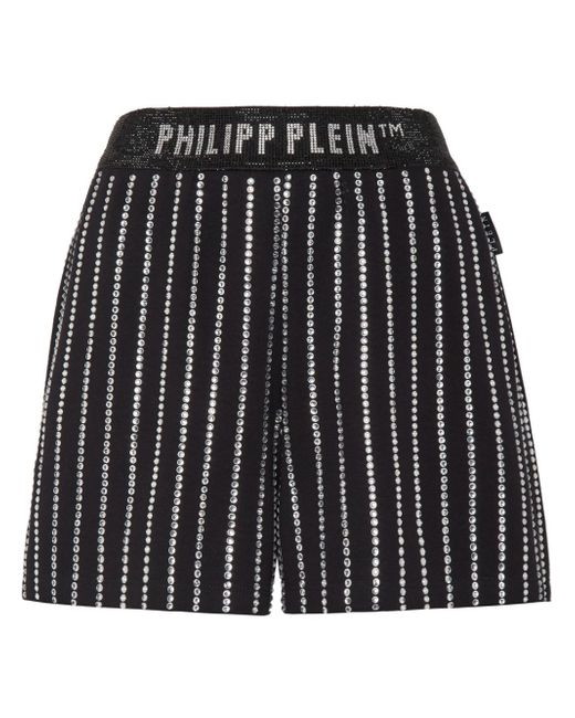 Philipp Plein crystal-embellished cotton shorts