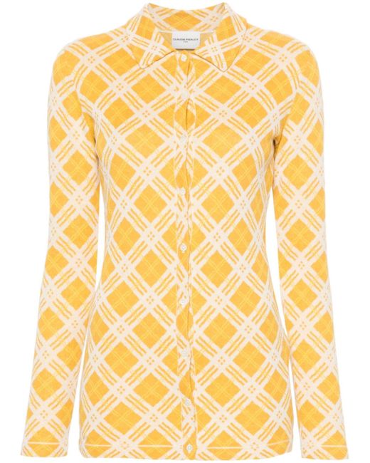 Claudie Pierlot checked-intarsia buttoned cardigan