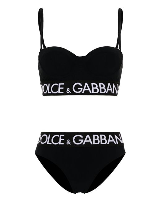 Dolce & Gabbana logo-band half-cup bikini