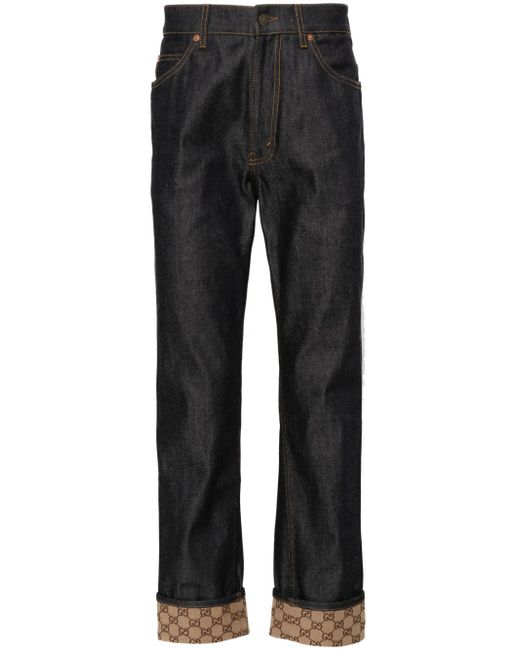 Gucci GG-cuffed straight-leg cotton jeans