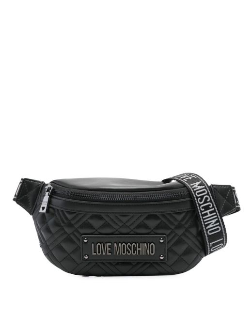 Love Moschino logo-lettering quilted belt bag