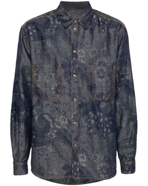 Etro patterned-jacquard denim shirt