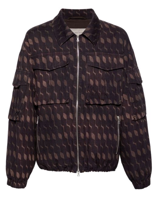 Dries Van Noten graphic-print zip-up shirt jacket