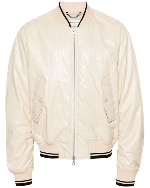 Dries Van Noten zip-detailing coated bomber jacket