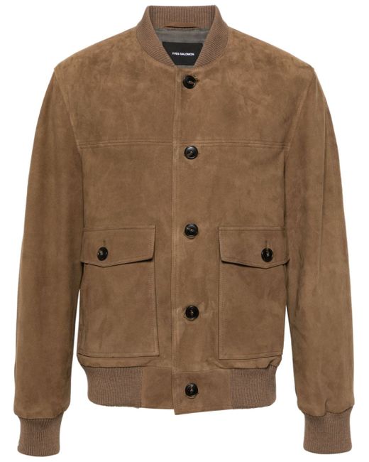 Yves Salomon buttoned suede bomber jacket