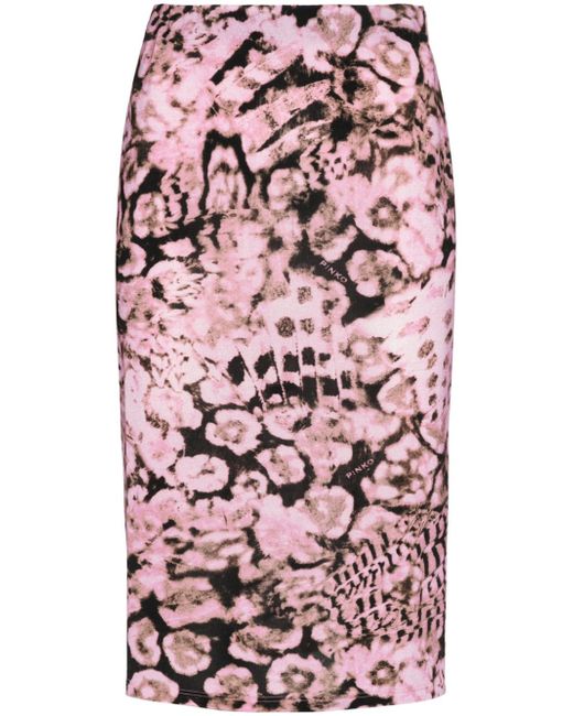 Pinko high-waisted floral-print skirt