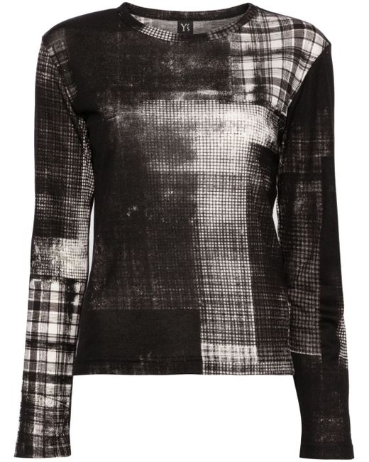 Y's abstract-print fine-knit jumper