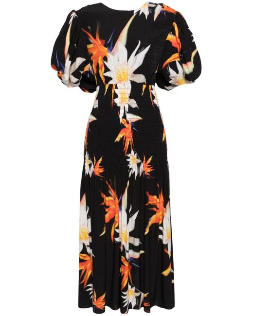 Rotate floral-print open-back maxi dress