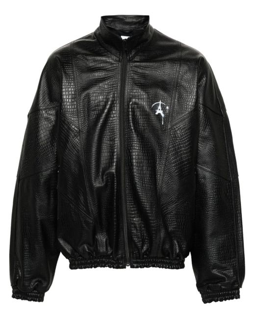 Doublet logo-print leather jacket