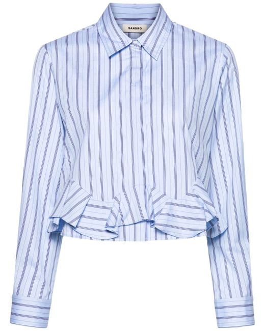 Sandro ruffled-detailing striped shirt