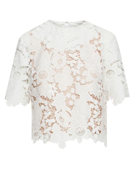 Oscar de la Renta floral-lace silk blouse