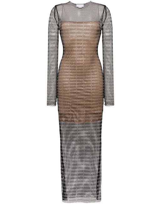 Genny crystal-embellished mesh maxi dress