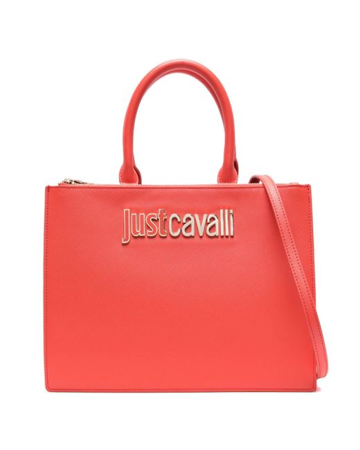Just Cavalli logo-lettering faux-leather tote bag
