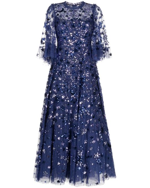 needle & thread Constellation sequin-embellished gown