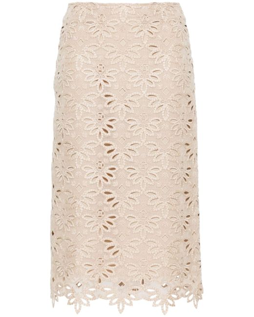 Ermanno Scervino embroidered cut-out detailed midi skirt