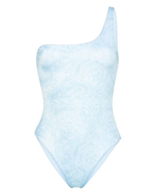 Versace Barocco-print one-shoulder swimsuit