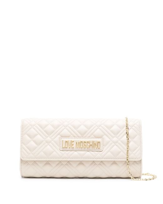 Love Moschino logo-lettering quilted clutch bag