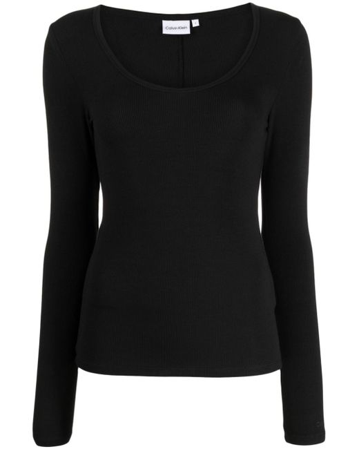 Calvin Klein ribbed-knit scoop-neck top