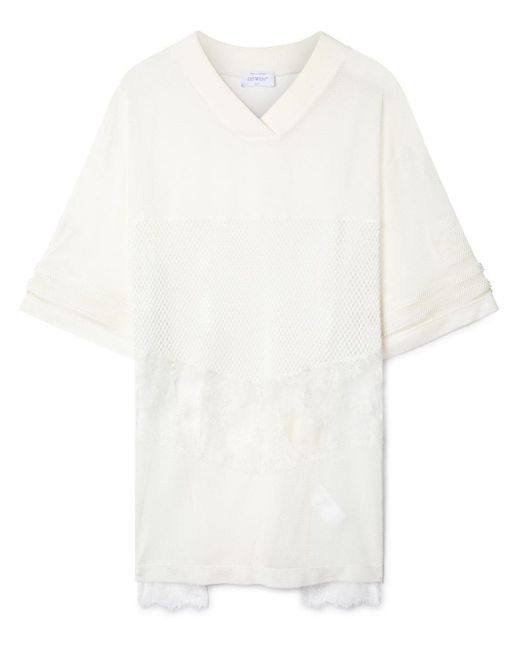 Off-White panelled semi-sheer cotton T-shirt