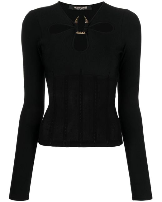 Roberto Cavalli cut-out knit top