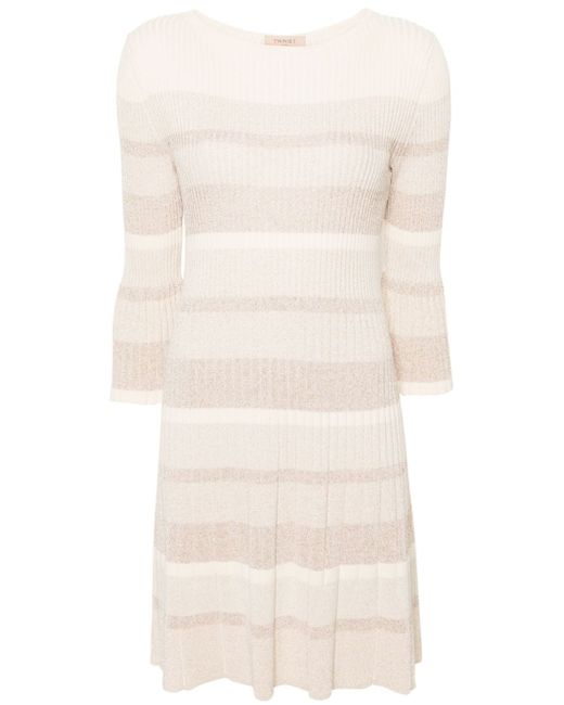 Twin-Set stripe-print knitted minidress