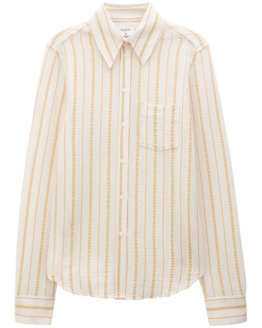 Filippa K seersucker striped organic cotton-blend shirt