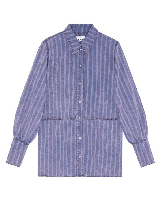 Ganni striped organic-cotton shirt
