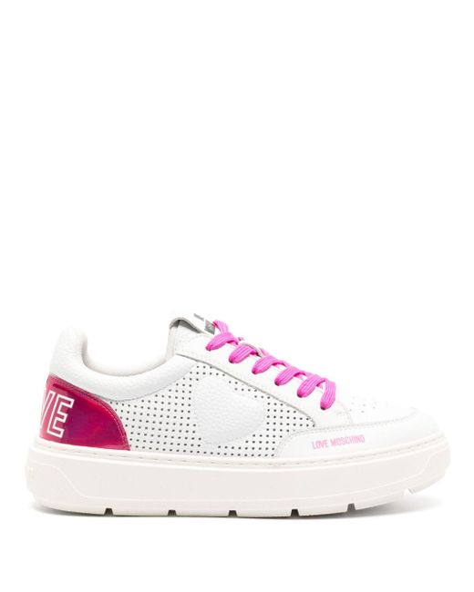 Love Moschino logo-print panelled leather sneakers