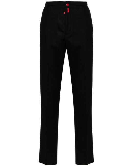 Kiton logo-patch button-fastening tapered trousers